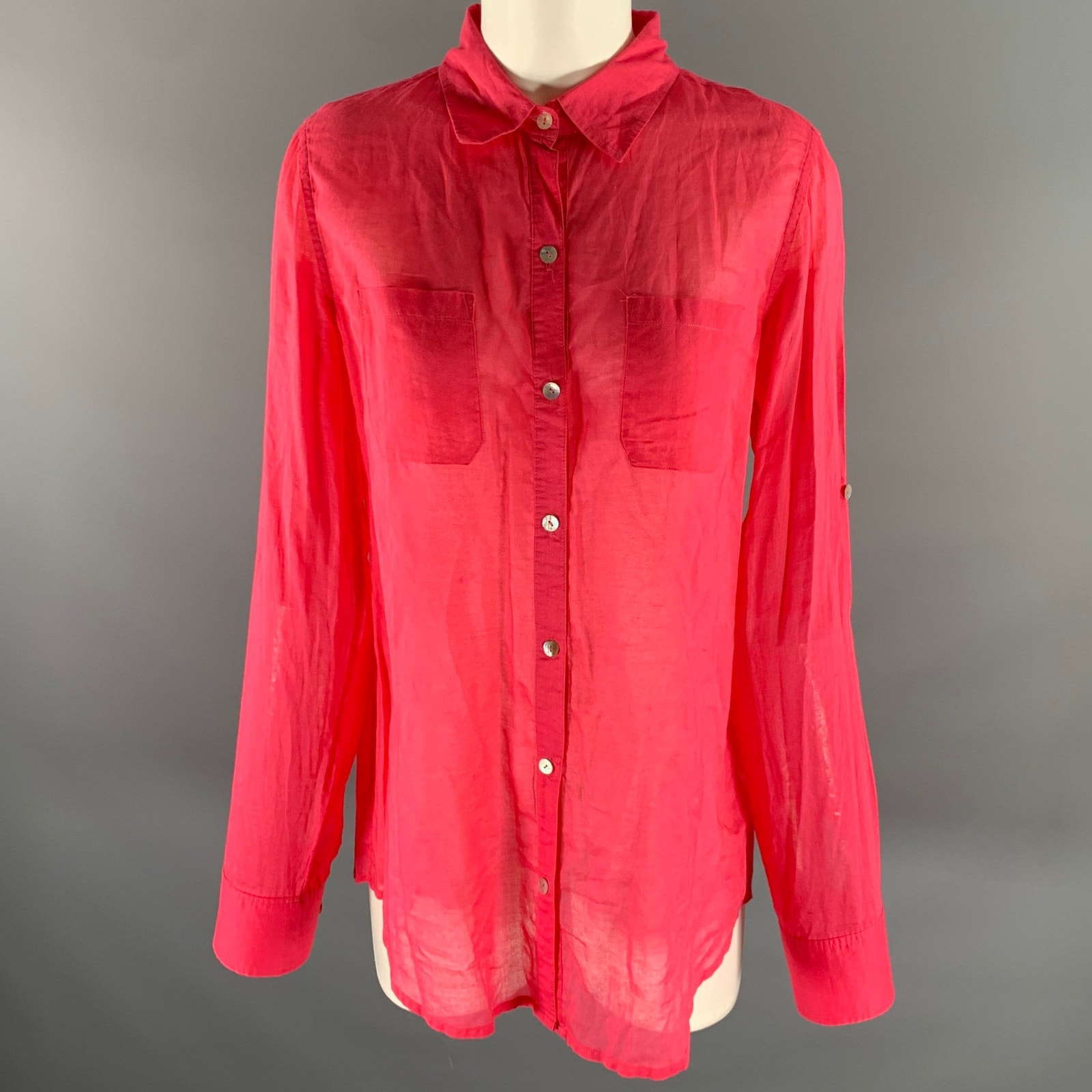 Calypso Size M Pink Cotton Button Up Shirt